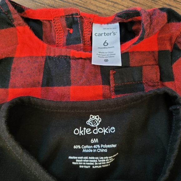 Bundle of 2 Peplum Tops Buffalo Plaid and Black Size Girl's 6 Months - Picture 7 of 7